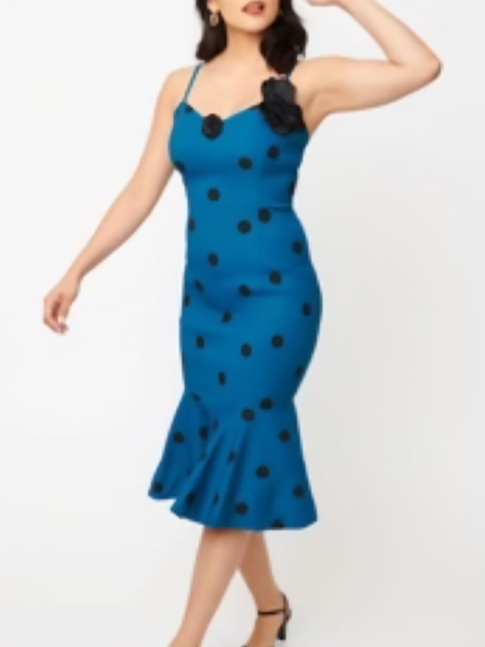 Unique Vintage Rockin Bettie Rizzo dress size 3x 20 New WOT Teal Polka Dots